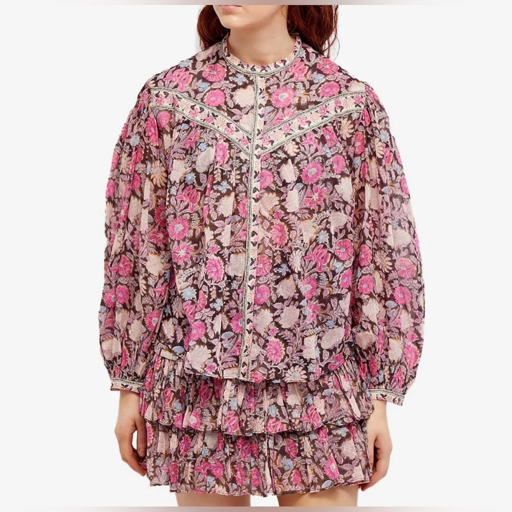 Isabel Marant Étoile Salika Floral Print Blouse Size 38 Medium - Picture 2 of 11